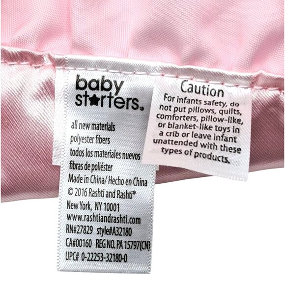 Baby Starters Pink Bear Snuggle Buddy Blanket Rattle With Satin Trim & Embroider - Picture 6 of 7